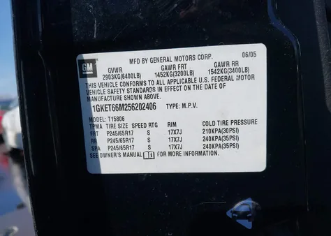 2005 GMC Envoy Xl Denali z USA, uszkodzony, nr VIN 1GKET66M256202406